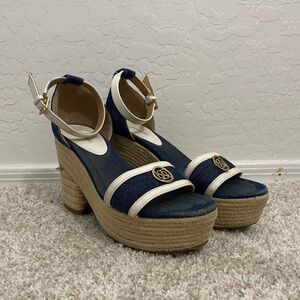 Navy and white platform heels #platform #preppy #coastal #summer